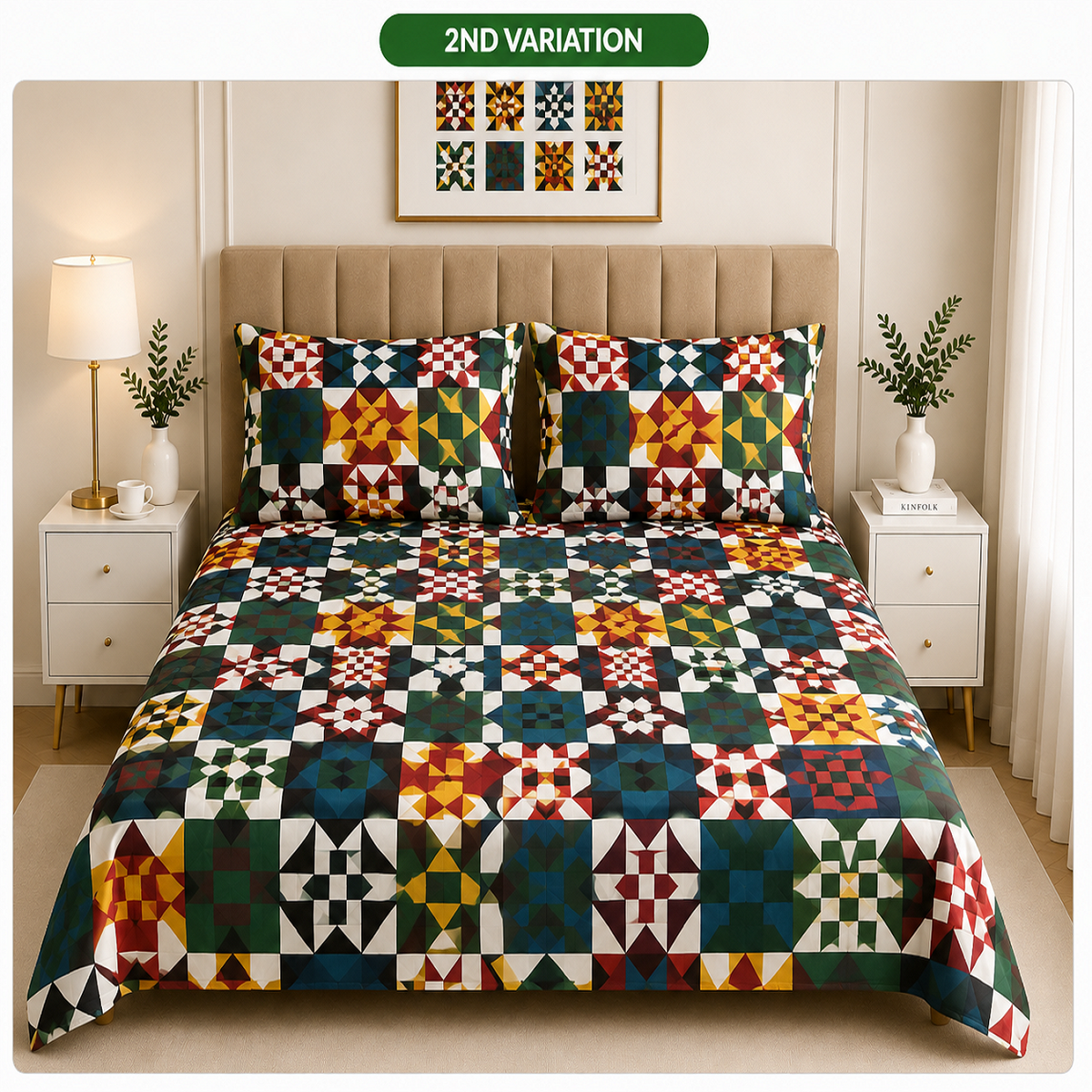 Premium Cotton Floral Printed Bed Sheet Coral Blossom | Hogar