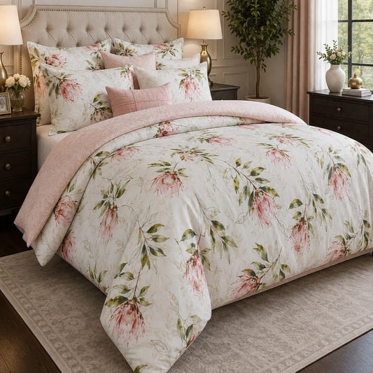 Luxury Microfiber Bed Sheet | Pink & Green - Hogar