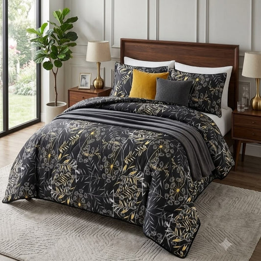 Luxury Microfiber Bed Sheet | Black Yellow - Hogar