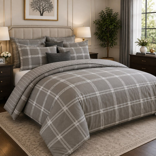 Luxury Microfiber Bed Sheet | Grey White - Hogar