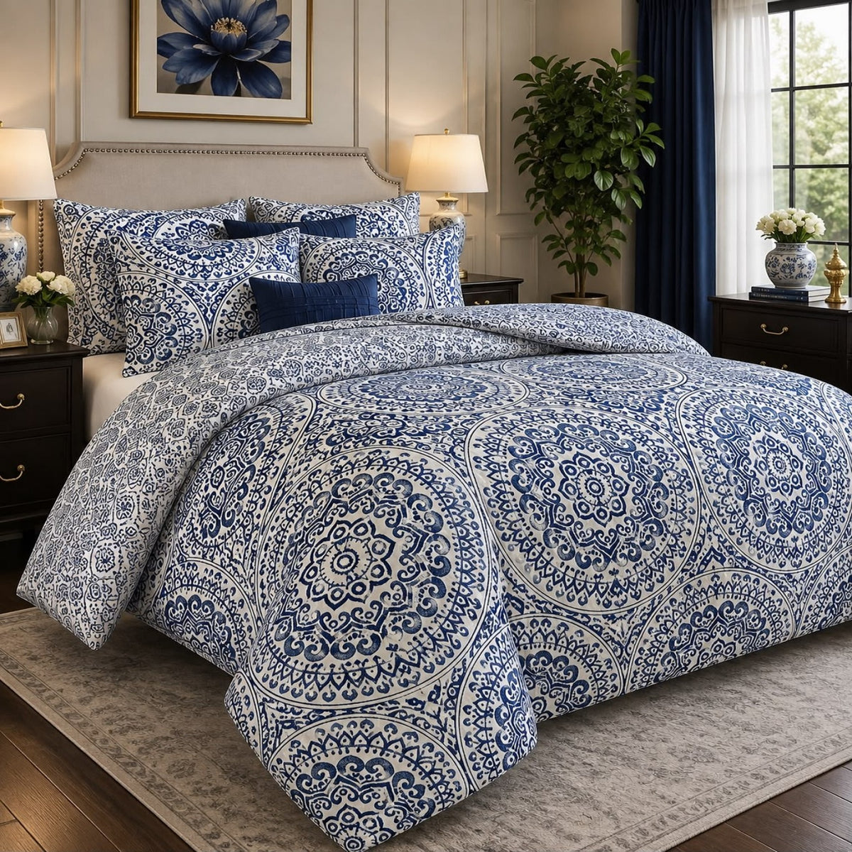 Luxury Microfiber Bed Sheet | Cobalt White - Hogar