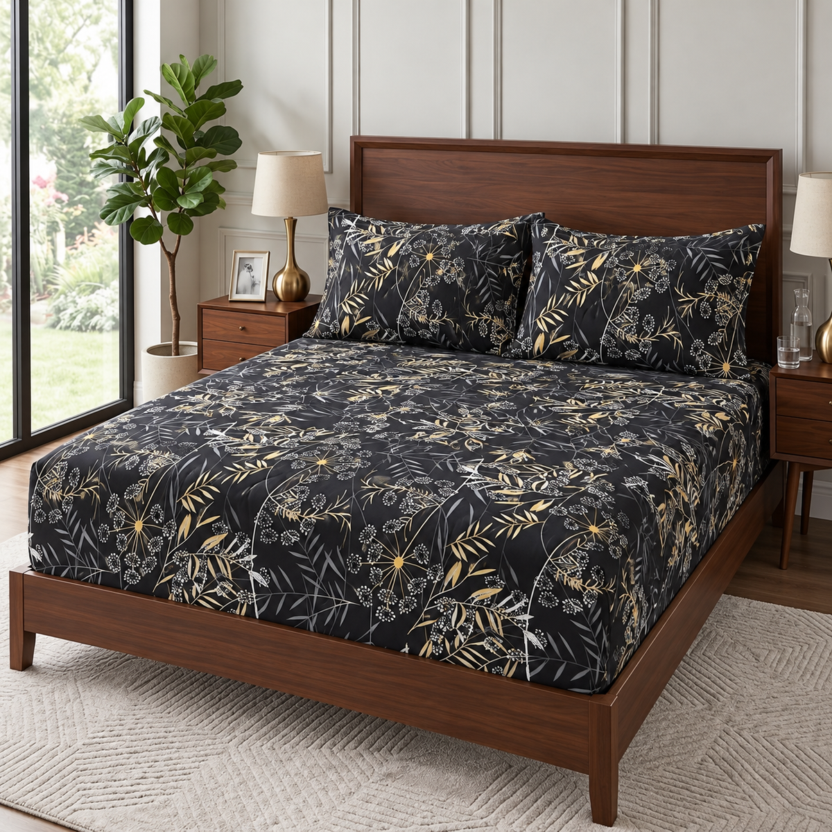 Premium Micro Fitted Sheet Set | Grey Abstract Mosaic - Hogar
