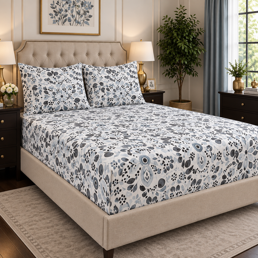 Premium Micro Fitted Sheet Set | Grey Abstract Mosaic - Hogar