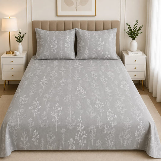 Hogar Botanical Leaves Cotton Bedsheet